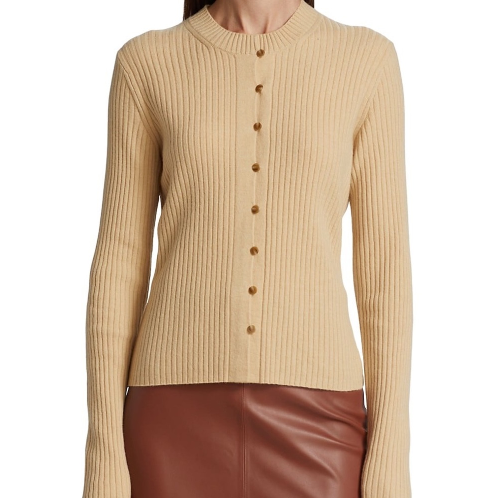 Vince Ribbed Button-Front Cardigan - Picture 2 of 11